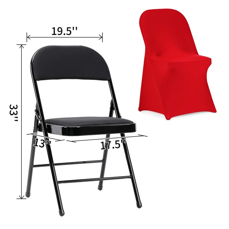 Peomeise Stretch Spandex Folding Chair Cover for Wedding Party Dining Banquet Event (Red,25pcs) - Image 5